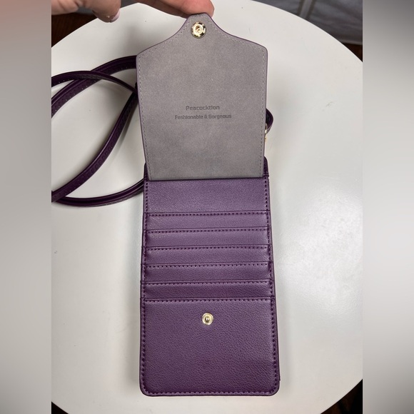 NWOT Purple Peacocktion Crossbody Cell Phone Purse With Card Slots With RFID - Picture 3 of 5
